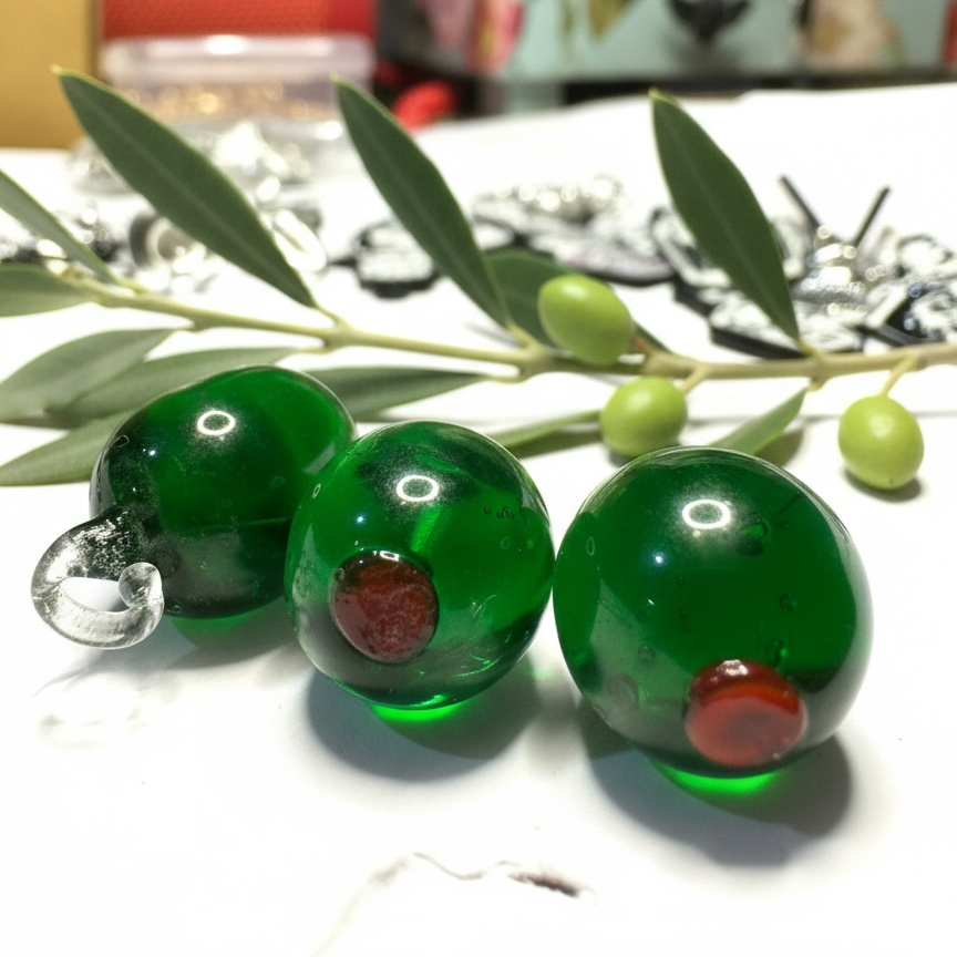 Glass Olive Earrings