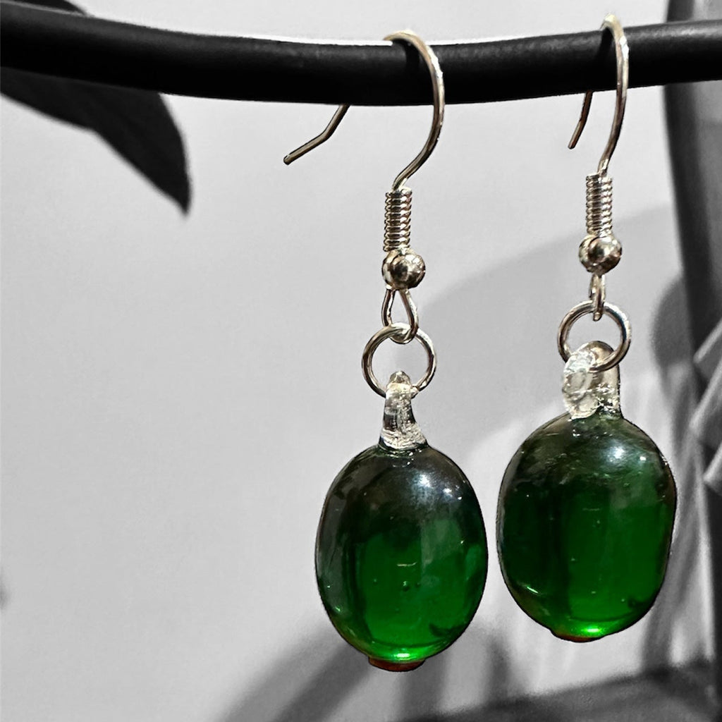 Glass Olive Earrings