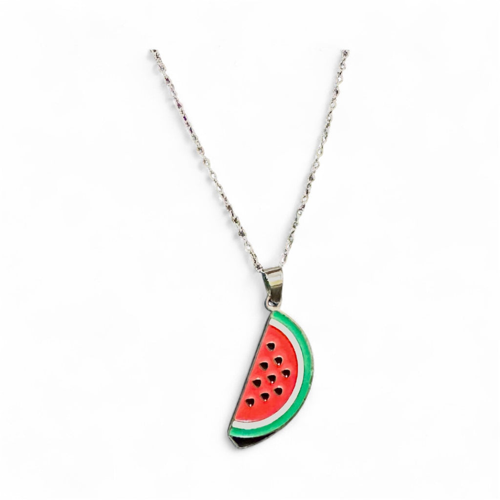 Enamel & Stainess Watermelon Necklace